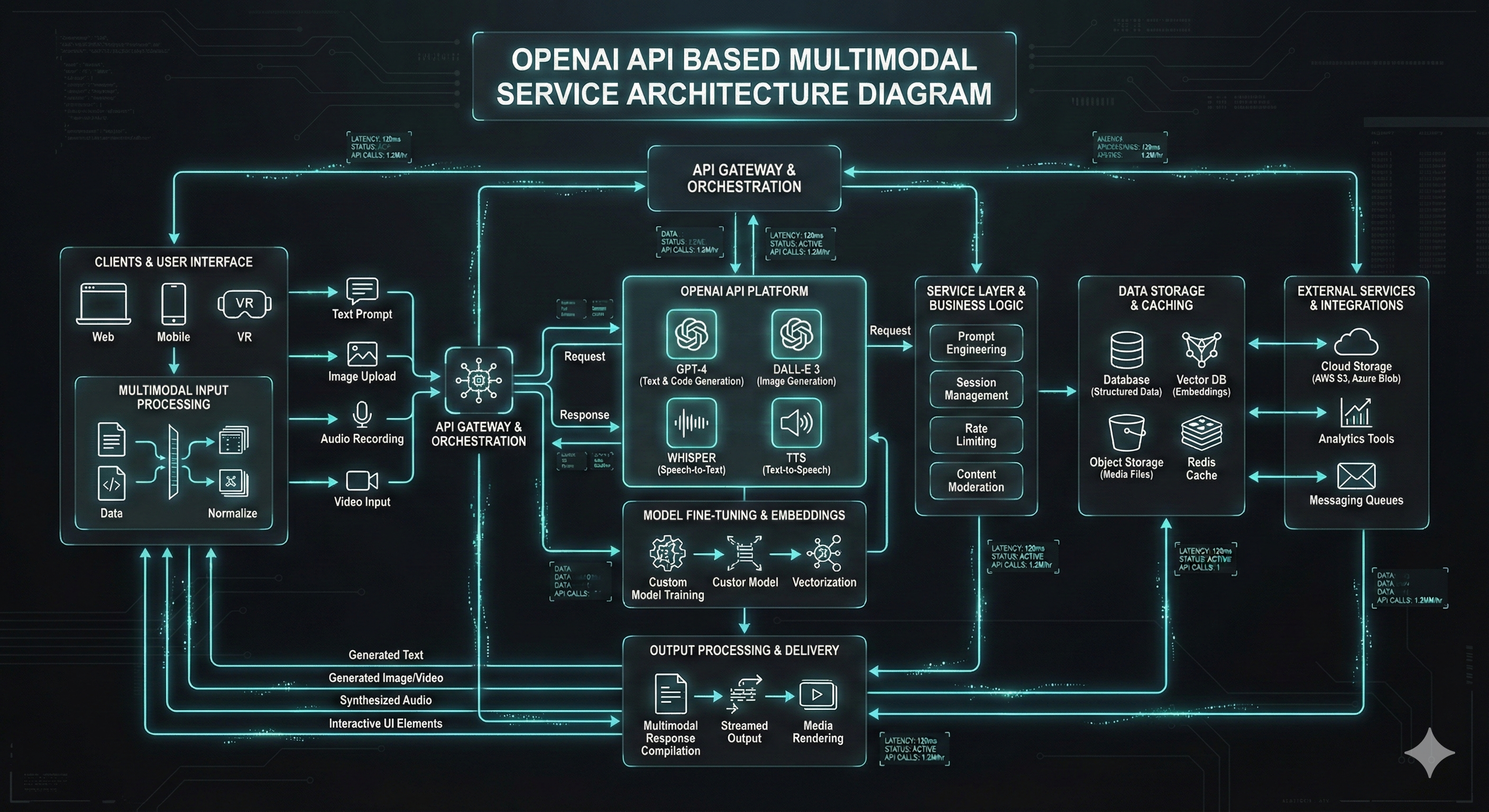 오픈AI API 기반 멀티모달 서비스 아키텍처 다이어그램