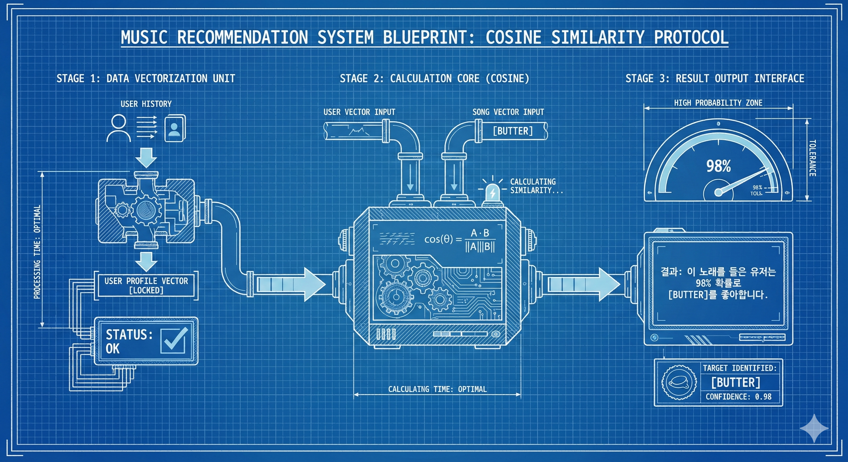 음악 추천 시스템 결과 화면