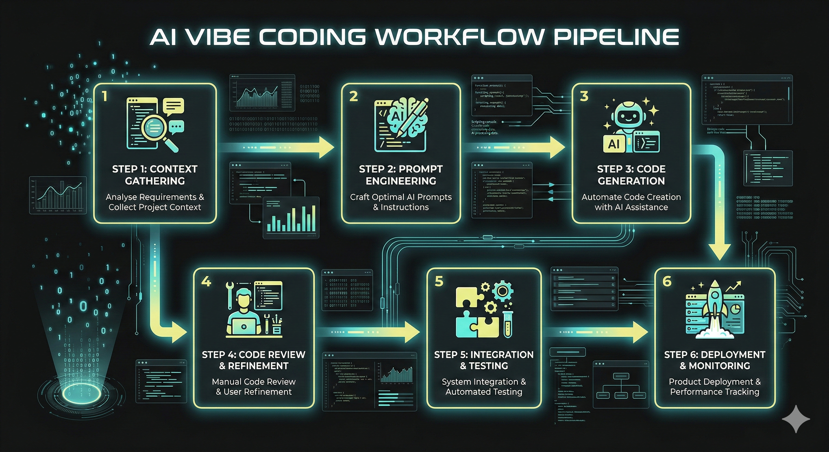 AI 바이브코딩 Workflow 파이프라인 인포그래픽
