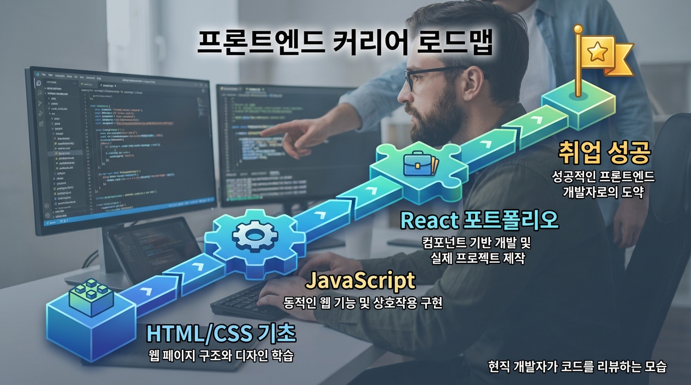 프론트엔드 커리어 로드맵 인포그래픽