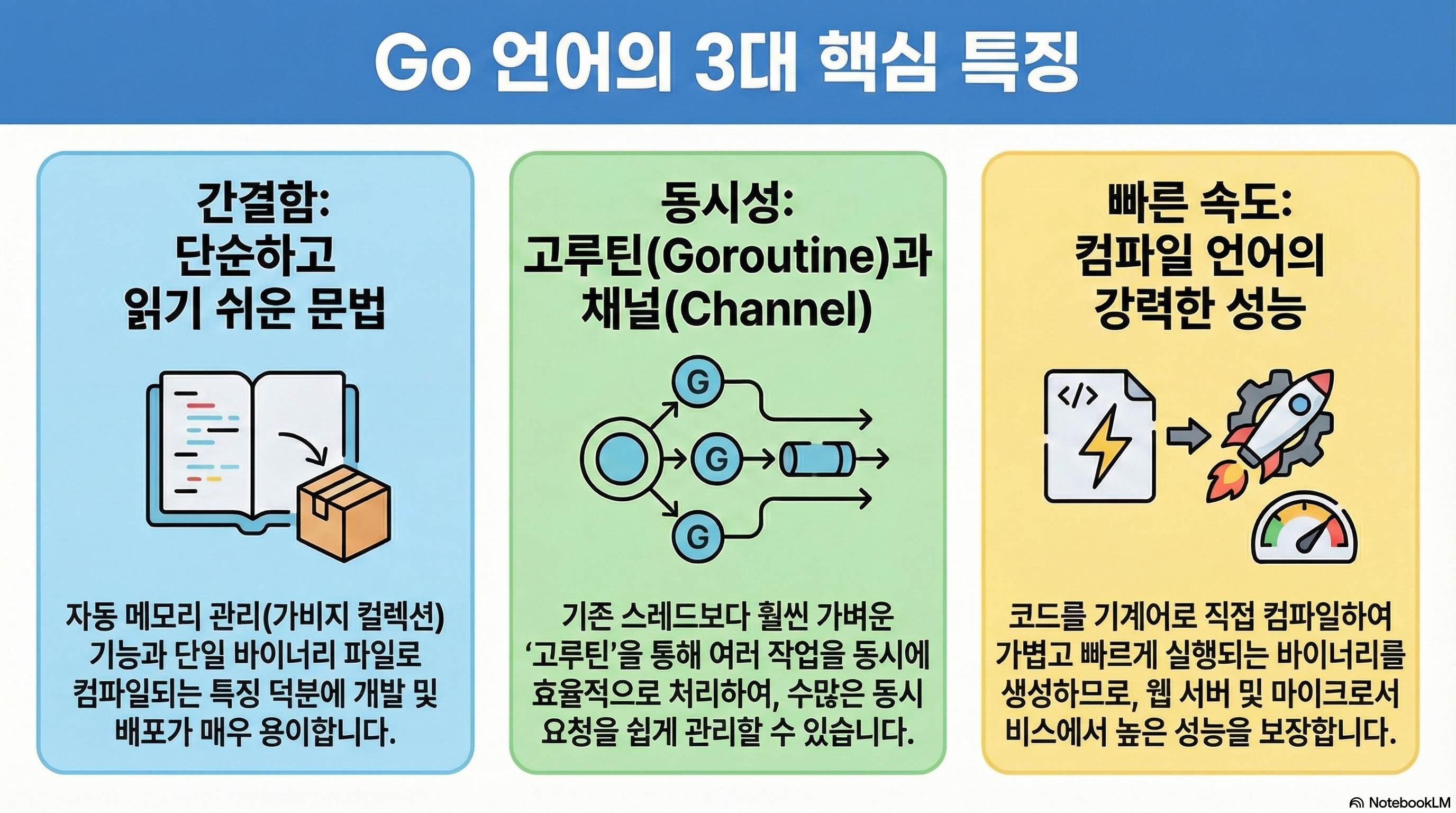 Go 언어의 고성능 특징 다이어그램
