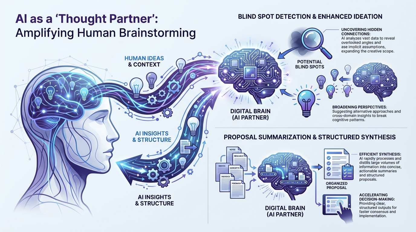 AI와 브레인스토밍하는 리더 이미지