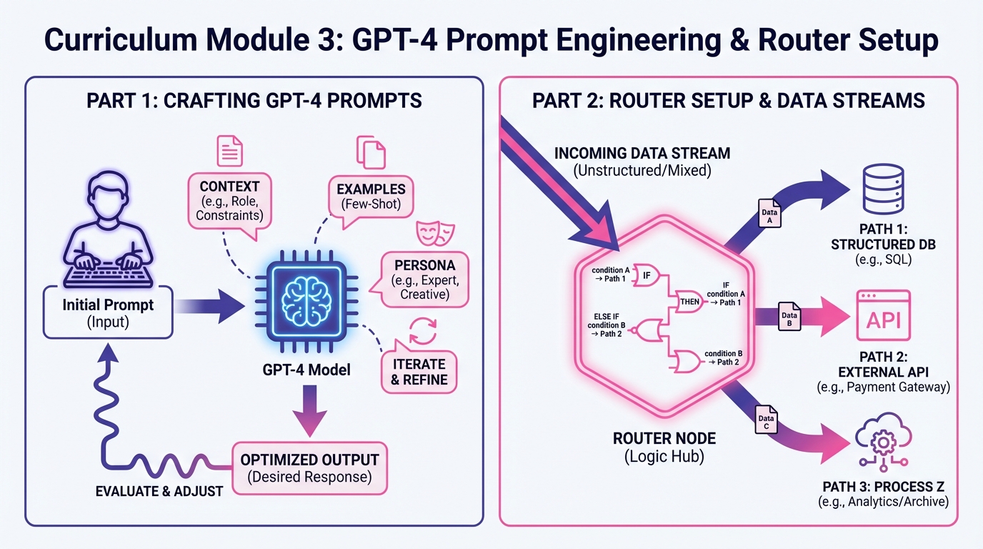 GPT-4 프롬프트 & 라우터 설정 화면