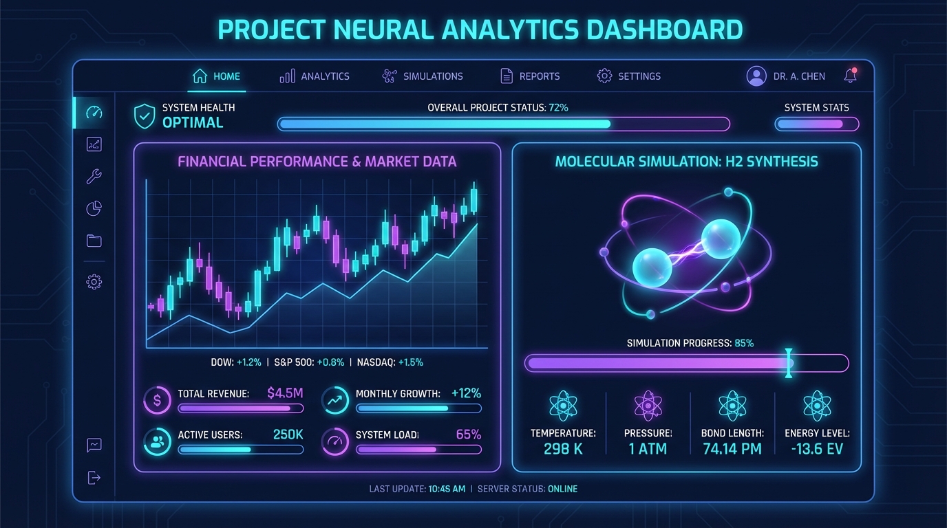 금융 및 과학 프로젝트 대시보드 예시
