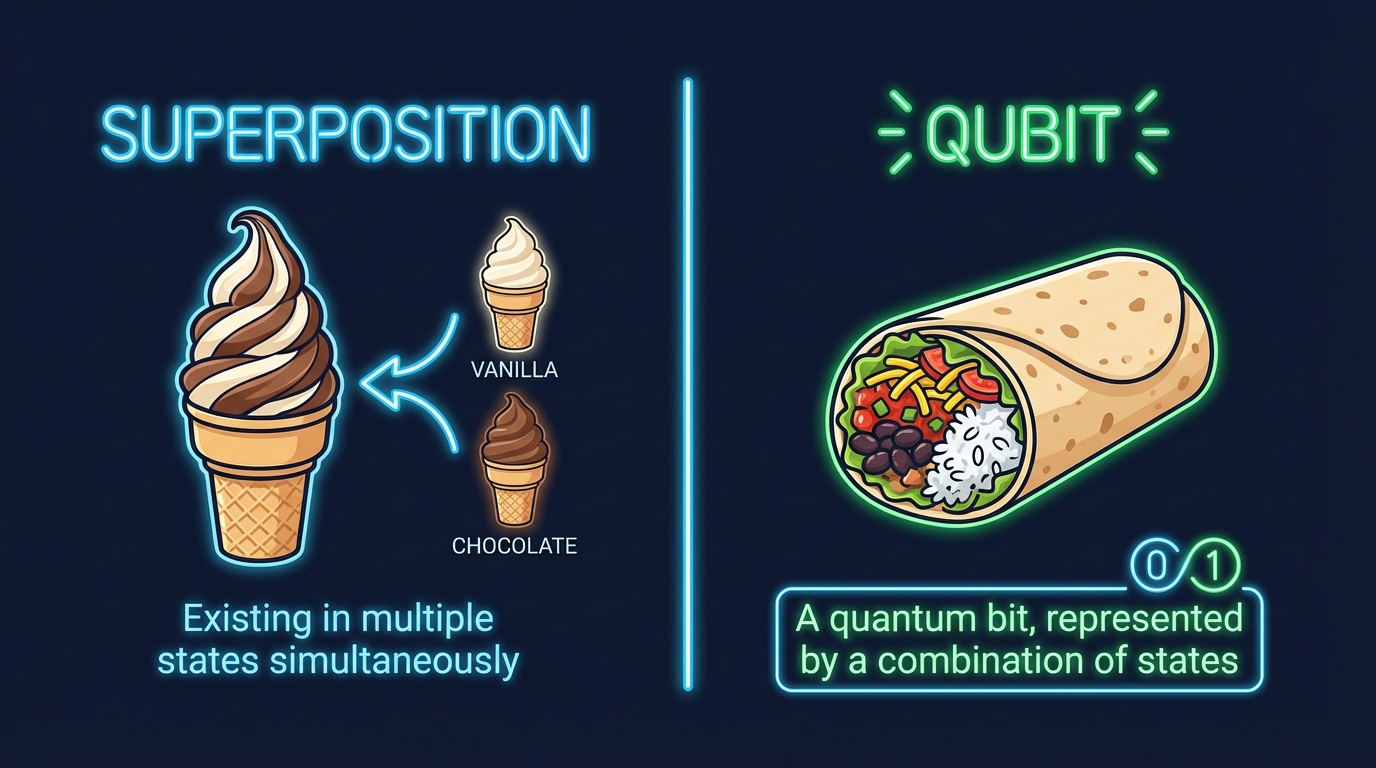 아이스크림(중첩)과 브리또(큐비트) 일러스트